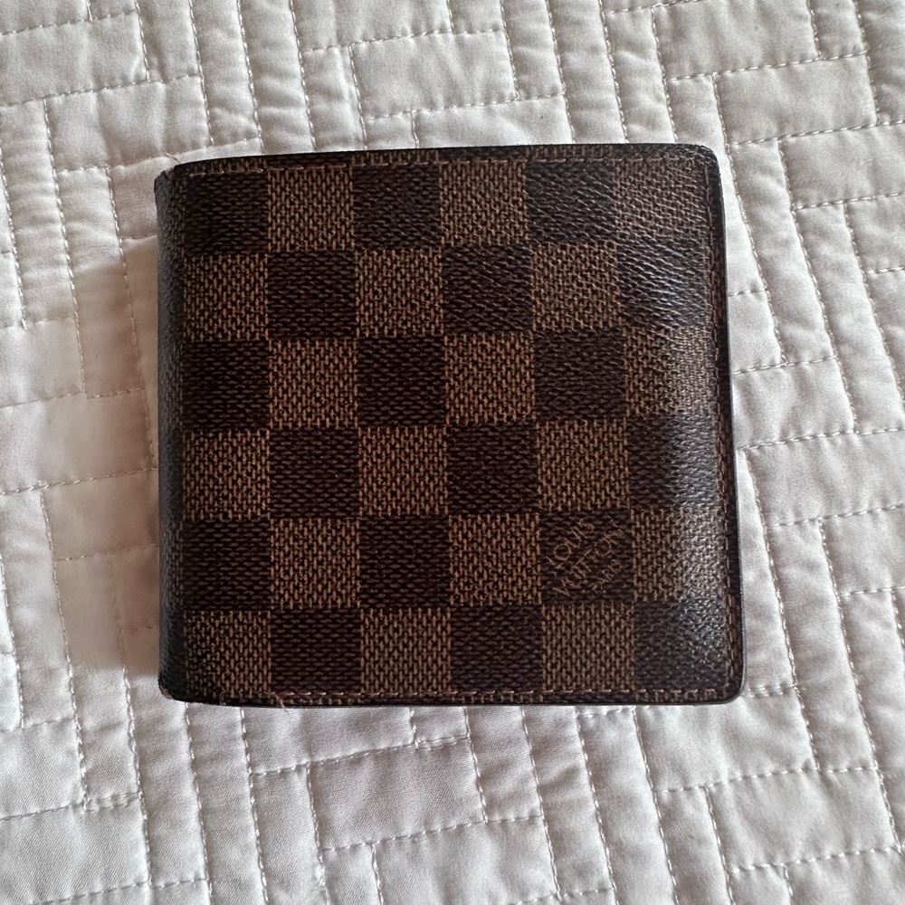 Louis Vuitton Leather Checkered Flap Wallet